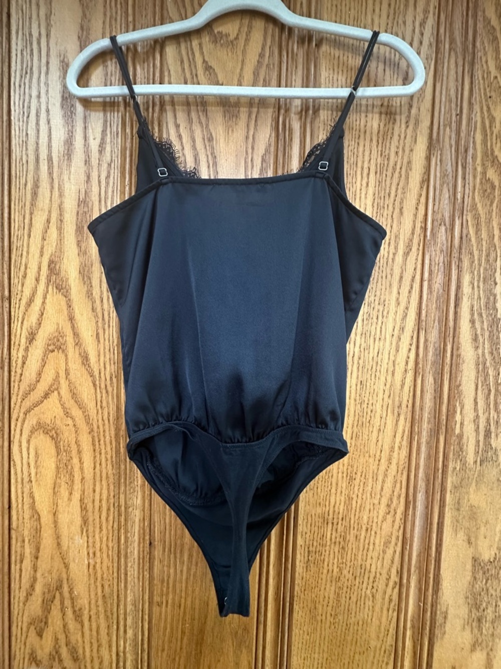 Abercrombie & Fitch Black Lace-Trim Silk Cami Bodysuit size Medium - Picture 4 of 6